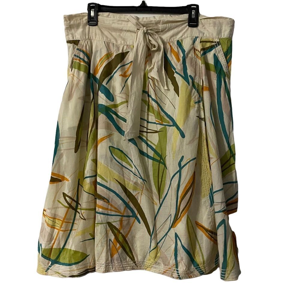 CAbi Women's Small Faux Wrap Fiesta Market Skirt Cotton Lined Multicolor